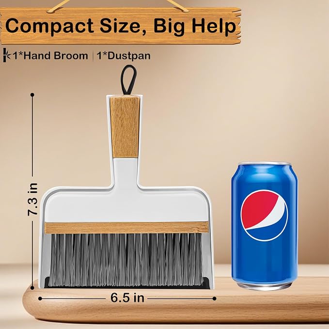 THINKLEARN Mini Dustpan and Brush Set, Portable Broom and Dustpan Combo Set - Image 3