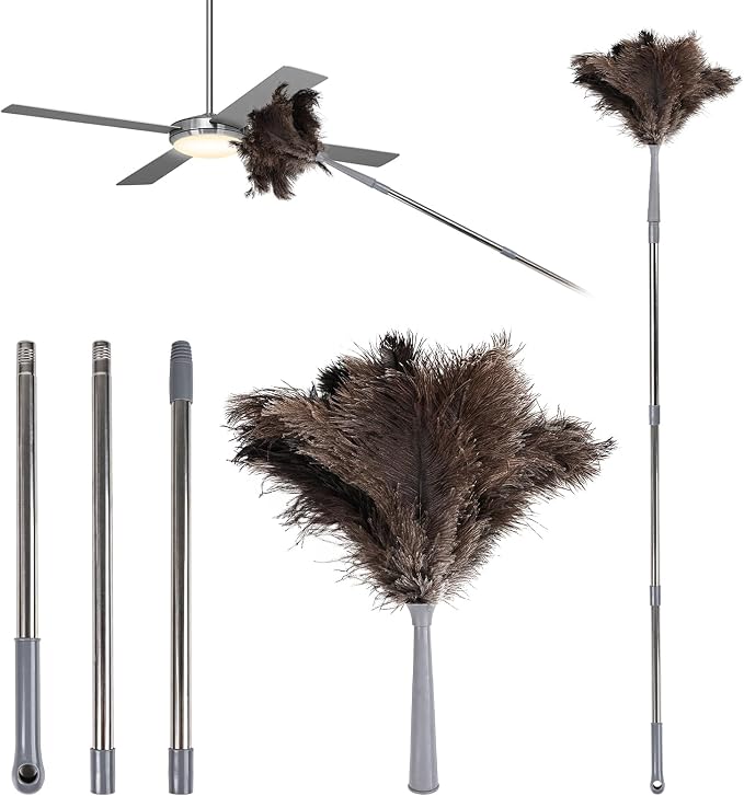 Ostrich Feather Duster 62 Inch Fluffy Natural Genuine Ostrich Feathers Plastic by MAOFENGFEATHER
