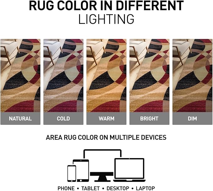 Rugshop Contemporary Abstract Circles Perfect for high Traffic Areas of Your Living Room,Bedroom,Home Office,Kitchen Area Rug 9' x 12' Multi