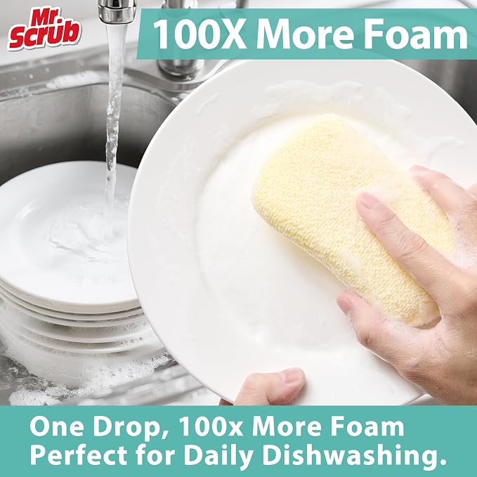 Sponges Kitchen Scrub Dish Sponge Scouring Pad, 6 Pack Cleaning Brush Scrubber - Image 7