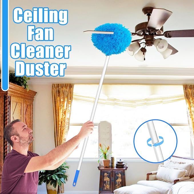 2 Pack Ceiling Fan Cleaner Duster, Reusable Microfiber High Ceiling Fan Blade - Image 4