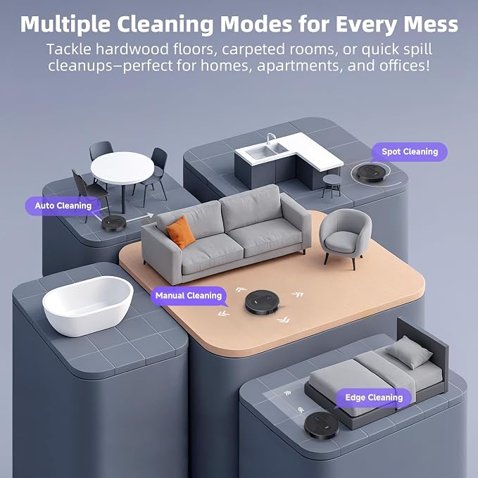 MONSGA Robot Vacuum Cleaner, 3000Pa Powerful Suction Robotic Vacuum, 3.2" - Image 4