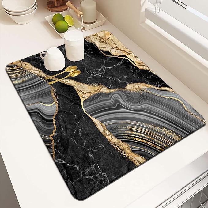 MCALK Marble Black Dish Drying Mat by MCALK