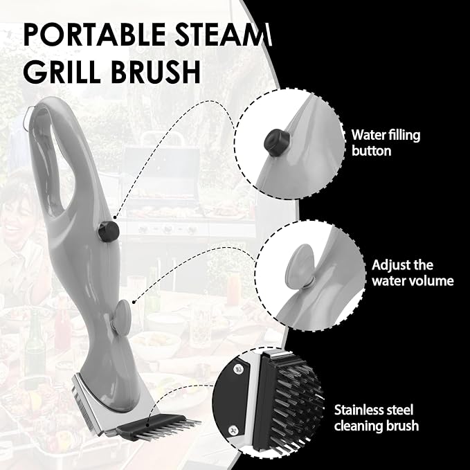 Portable Steam Grill Brush, Portable Stainless Steel BBQ Cleaner - Image 5