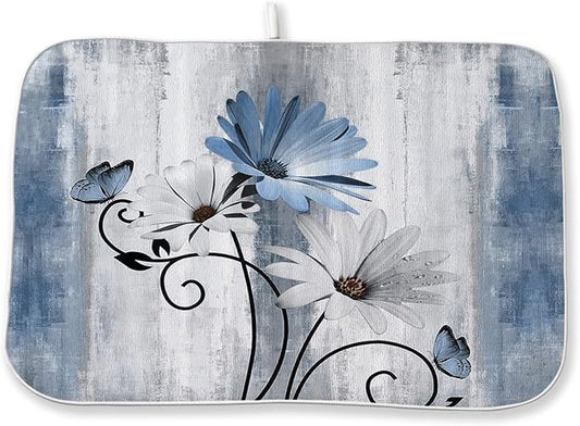 Rustic Daisy Floral Dish Drying Mats 18x24 Inches by GOLIANDA
