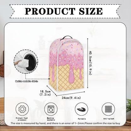 Blender Cover Kitchen Blender Dust Covers Food Processor Dust Proof Stand Mixer Case Coffee Maker Appliance Cover for Home Kitchen Indoor, Waffle Ice Cream Print