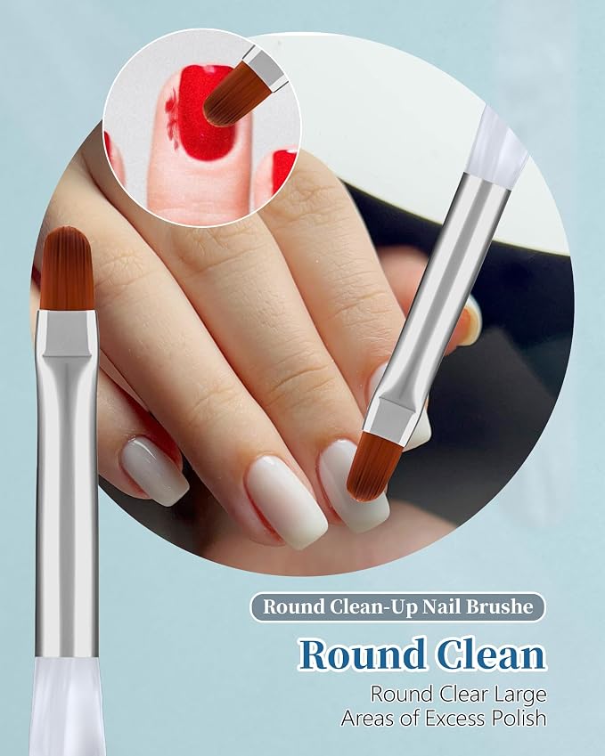 3PCS Nail Polish Clean Up Brush, Round&Falt&Angled Acetone Resistant Nail Brush - Image 4