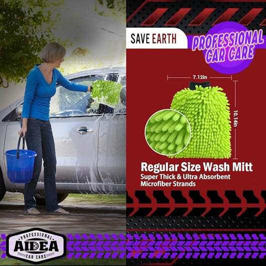 AIDEA Car Wash Mitt Microfiber, 1PK-Scratch-Free& Lint-Free, Premium Chenille - Image 2