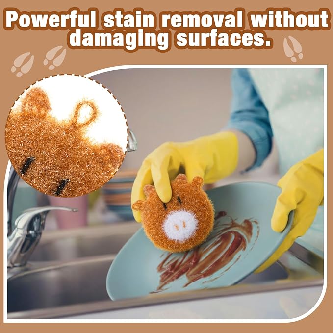 Breling 6 Pieces Sunflower Shape Dish Sponge Dual Sided Non Scratch Dish - Image 4