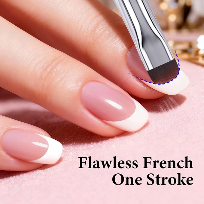 French Brush for Nails & Gel Polish Clean Up, Dual-Use Metal Handle Nail Art - Image 4