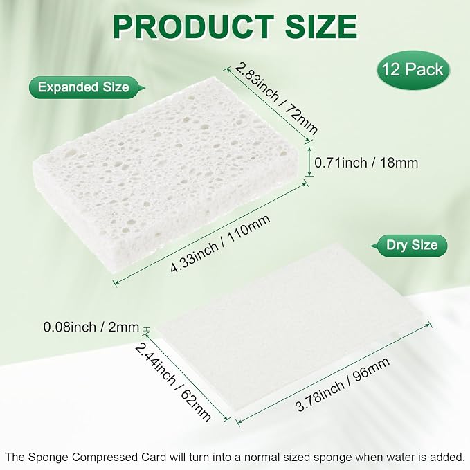 12-Pack Kitchen Sponges, Condense Eco Cellulose Non-Scratch Scrub Heavy Sponge - Image 3