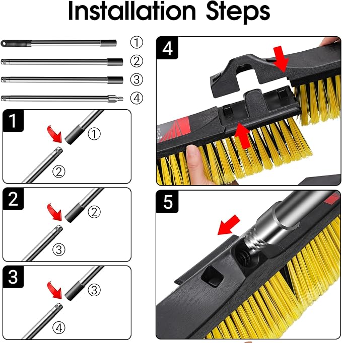 24" Push Broom, Masthome Industrial Broom - Image 6