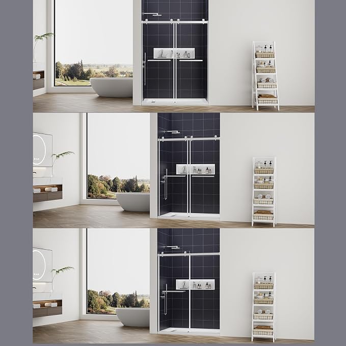 56-60" W x 76" H Double Sliding Frameless Shower Glass Door, 5/16" ANSI & SGCC - Image 8