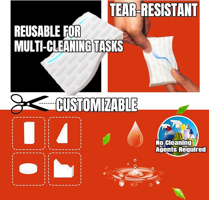 Magic Sponge Eraser, S-Shaped Melamine Sponges, Extra Long Lasting Cleaning Pads - Image 6