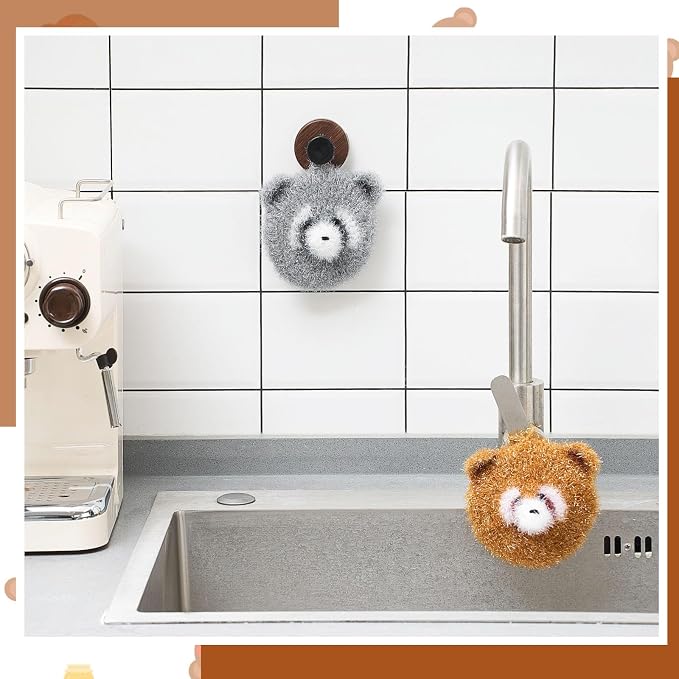Breling 6 Pieces Raccoon Shape Dish Sponge Dual Sided Non Scratch Dish Washing - Image 6