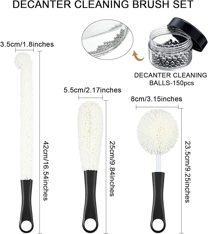 Boao 3 Pcs Decanter Cleaning Brush Wine Glass Decanter Flexible Bottle Brush Set - Image 2