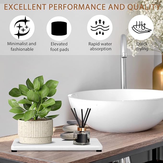 2PCS Water Absorbing Stone Tray, Fast Drying Stone Sink Tray, Water Absorbent - Image 4