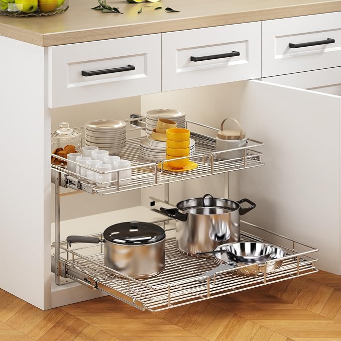 2 Tier Individual Pull Out Cabinet Organizer 31½" W x 21½" D, Heavy Duty - Image 5
