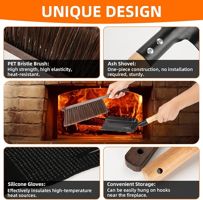 Fireplace Cleaning Tools Set Indoor, Fireplace Shovel - Image 3