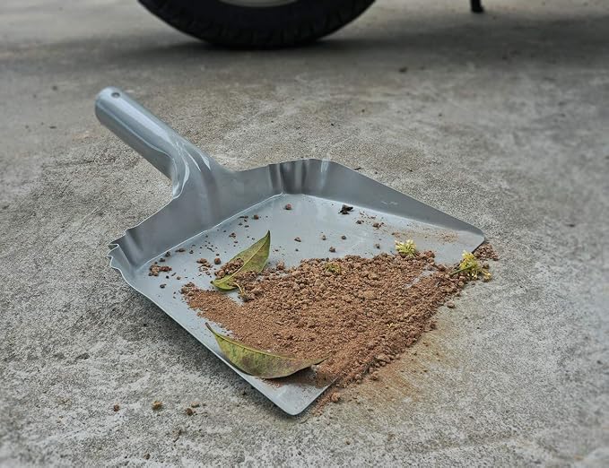 Metal Dust Pan and Brush Set Soft Bristle Wooden Broom Heavy Duty Pan Portable - Image 4