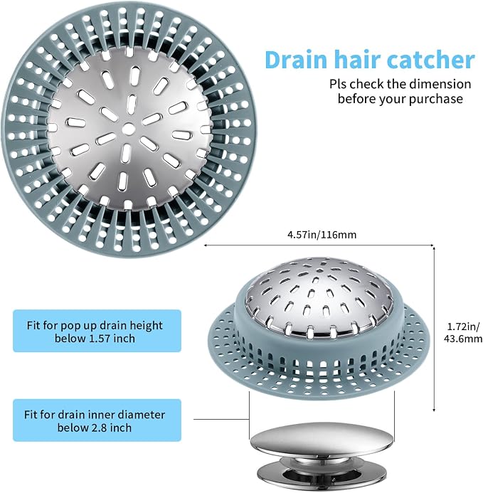 Shower Drain Hair Catcher, Shower Drain Cover, Bathtub Drain Hair Catcher - Image 2