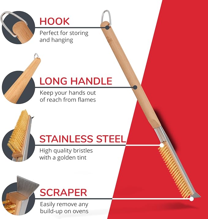 22” Pizza Oven Brush with Stone Scraper - Image 6