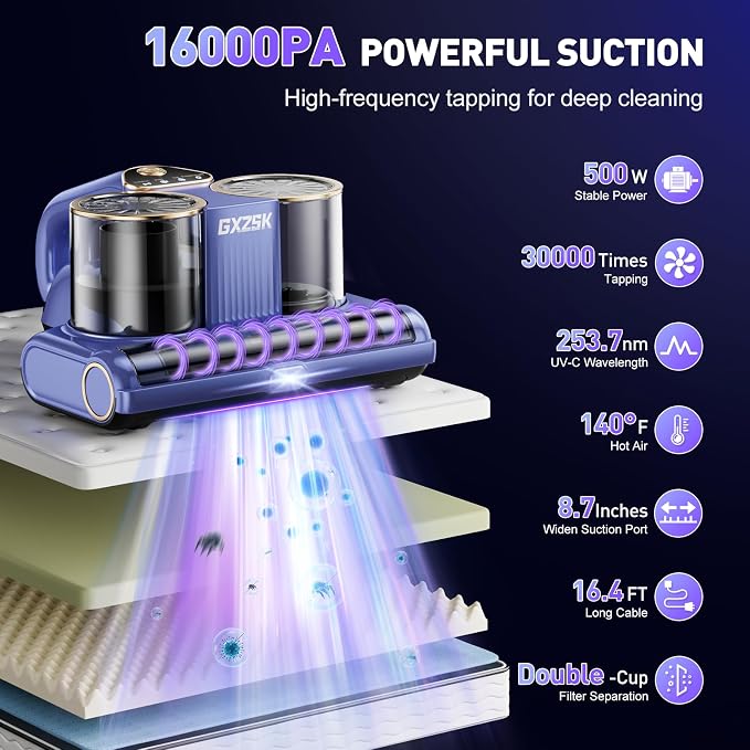 Mattress Vacuum Cleaner, 16kPa Bed Vacuum Cleaner - Image 2