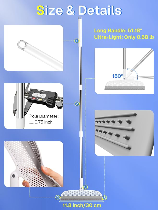 Silicone Floor Squeegee, 180° Rotating Air Broom, Squeegee - Image 2