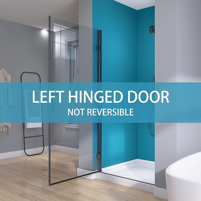 GETPRO Frameless Shower Door Pivot 34 in.W x 72 in.H Swing Single Small Shower - Image 2