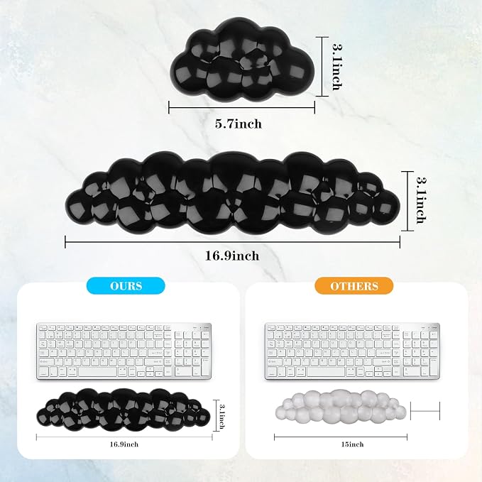 Gel Cloud Keyboard and Mouse Wrist Rest, Cute Wrist Support and Arm Support - Image 5