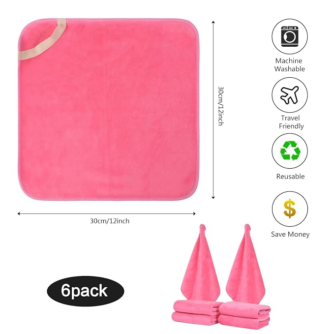 SINLAND Microfiber Facial Cloths Fast Drying Washcloth 12inch x 12inch Dark - Image 2