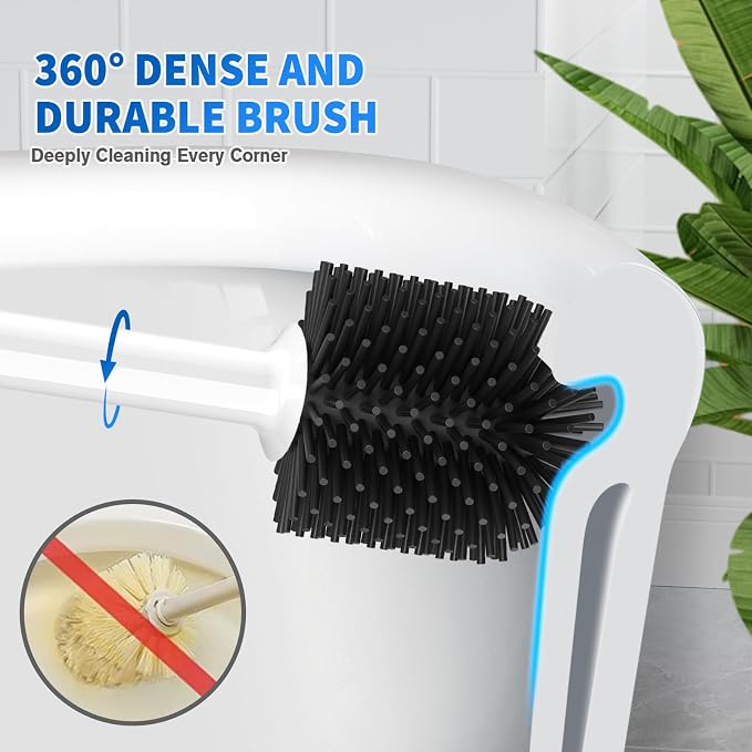 Toilet Plunger and Brush, Silicone Bowl Brush and Heavy Duty Toilet Plunger Set - Image 4