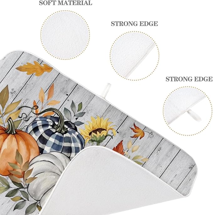 Fall Dish Drying Mat 18 x 24 Inch Thanksgiving Sunflower Pumpkin Drying Mat - Image 3
