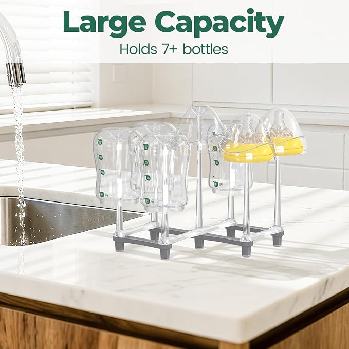 EsLuker.ly Baby Bottle Drying Rack Plastic Vertical Dryer Holder, Foldable - Image 2