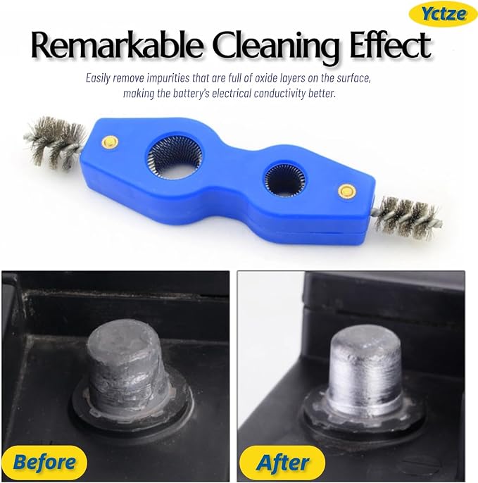 Yctze 4 in 1 Steel Battery Terminal Cleaning Brush, Battery Cleaner Tool - Image 3
