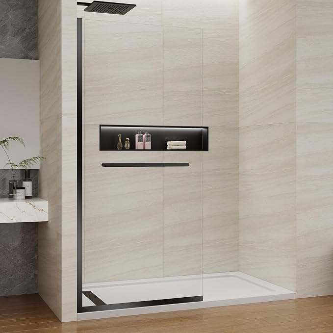 Shower Screen 36" x 76" Half Frameless Shower Wall Panel, Tempered Glass 3/8 by ViivppaiShowerDoors