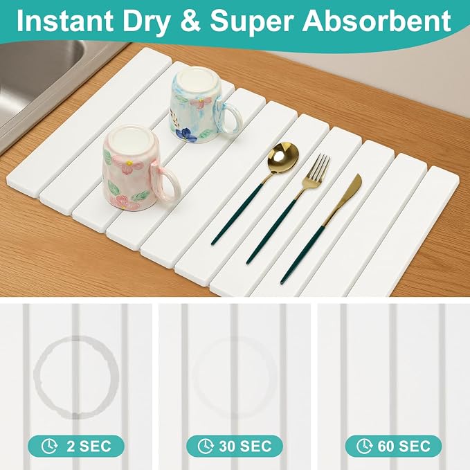 3 Pcs Large Stone Dish Drying Mat - Image 4