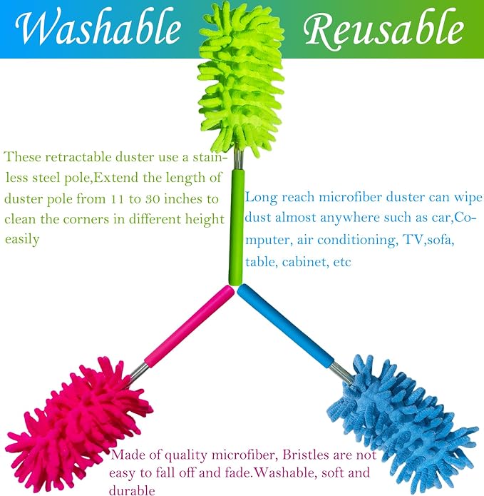 M-Jump 3 Pack Retractable Long-Reach Washable Duster - Image 5