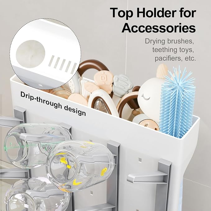 GoMaihe Baby Bottle Drying Rack: Space Saving Vertical Bottle Dryer Holder - Image 4