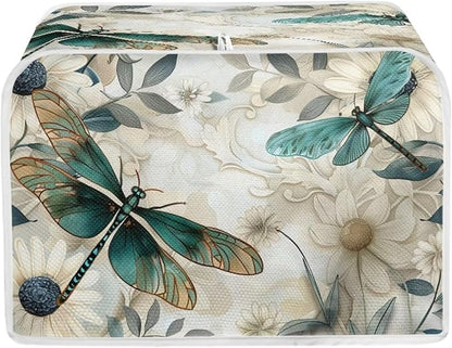 Dragonfly Daisy Toaster Cover 4 Slice Stain Resistant Bakeware Covers，Washable Kitchen Broiler Organizer Bag Fit for Most Standard Toasters, Machine Covers