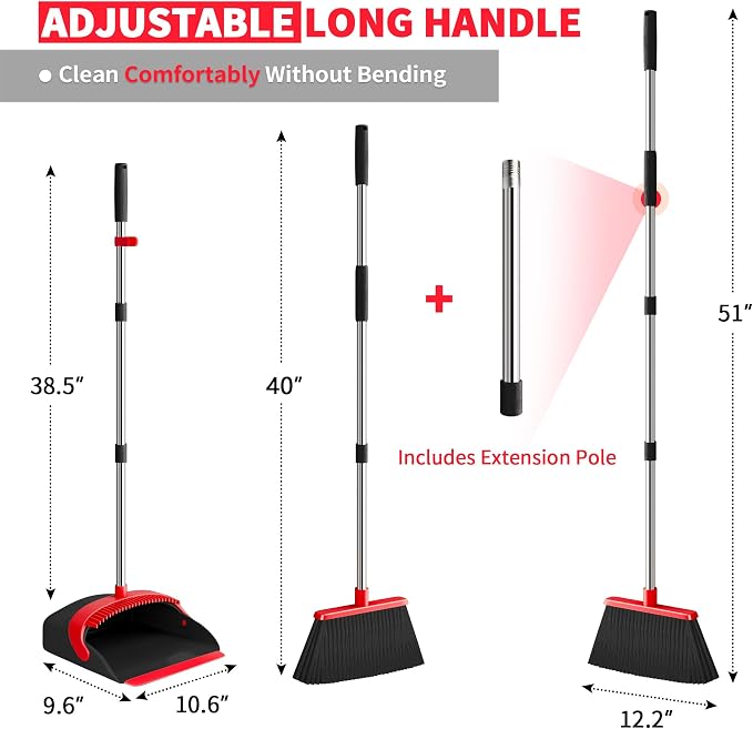 Broom with Dustpan Combo Set, Dust Pans with Long Handle - Image 6