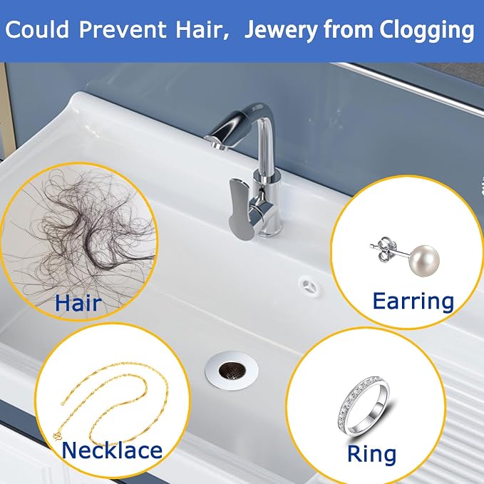 Bathroom Sink Drain Strainers for 1.1"-1.25" Depth Than 1.6" Drain Hole Catcher - Image 2
