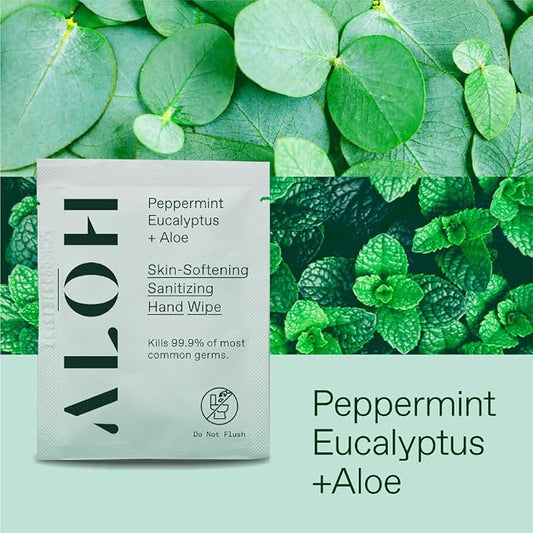 ALŌH Skin - Softening Sanitizing Hand Wipes – Peppermint + Eucalyptus Aloe - Image 2
