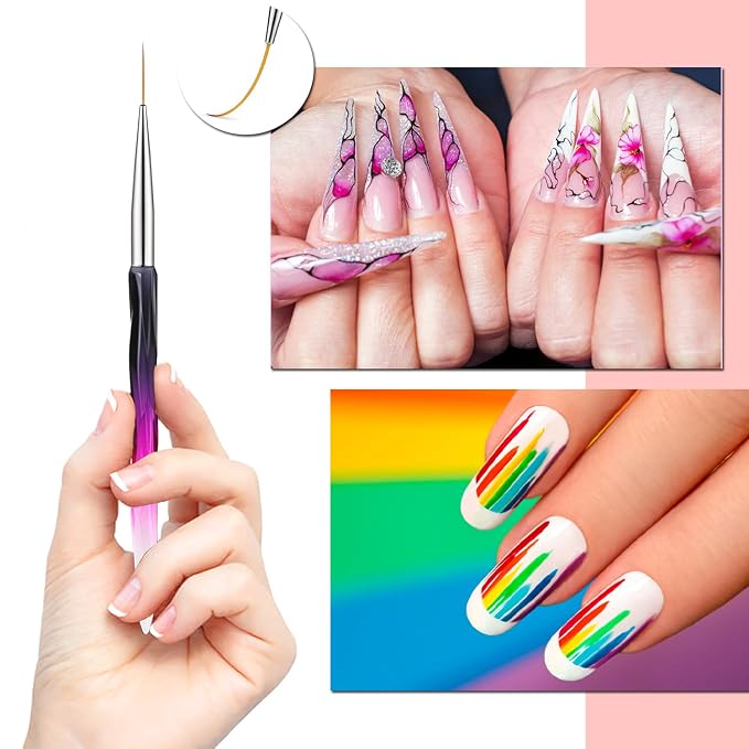 6Pcs Nail Art Brushes Set | Clean Up Brush, Polish & Extension Gel Brush | Nail - Image 6