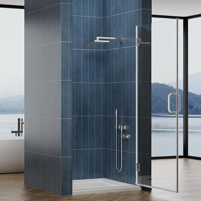 Framelss Hinged Shower Door, 3/8" Tempered Glass - Image 3