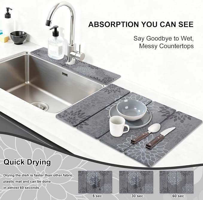 3 PCS Large Stone Dish Drying Mat - Image 4