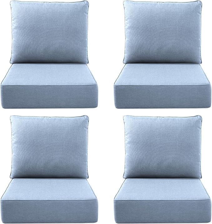 Luxury Outdoor Seat Cushion Set-22 x 24 x 6 Inch Outdoor Chair Cushions with Water Resistant & Removable Cover Outdoor Cushions for Patio Furniture Chair Sofa Couch