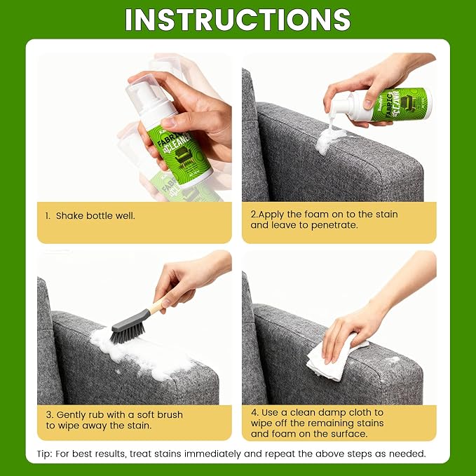 Upholstery Foam Cleaning 2 Pack, No Rinse Fabric Cleaner - Image 6