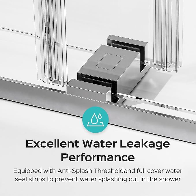 56''-60''W x 76''H Frameless Double Sliding Shower Door, 3/8'' Thick SGCC - Image 4