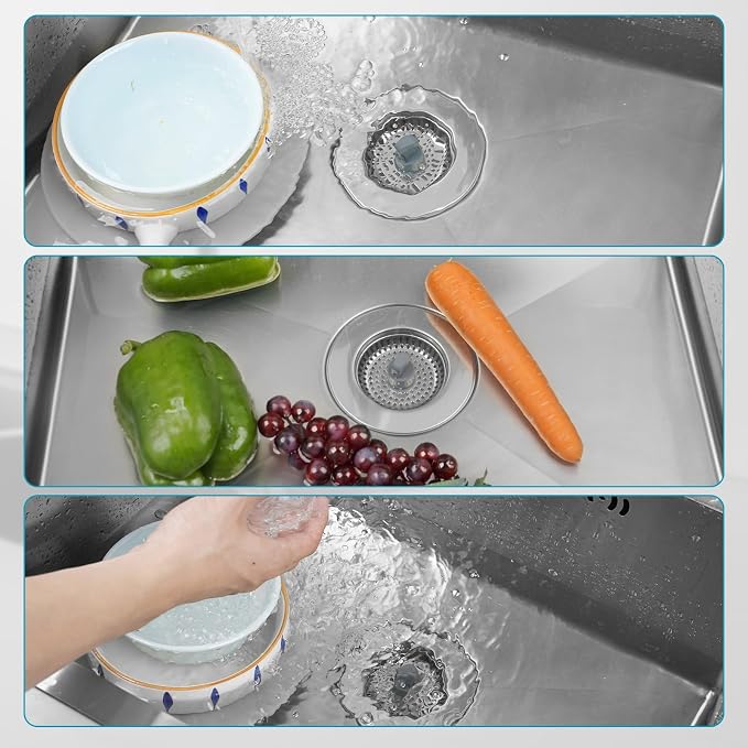 Hibbent 3 in 1 Kitchen Sink Drain Strainer, Stainless Steel Wrapped Shell Drain - Image 9
